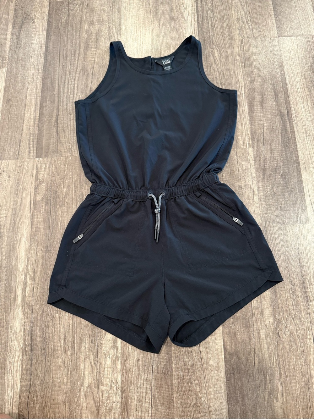 Athleta Girl Black Sleeveless Zip-Back Romper